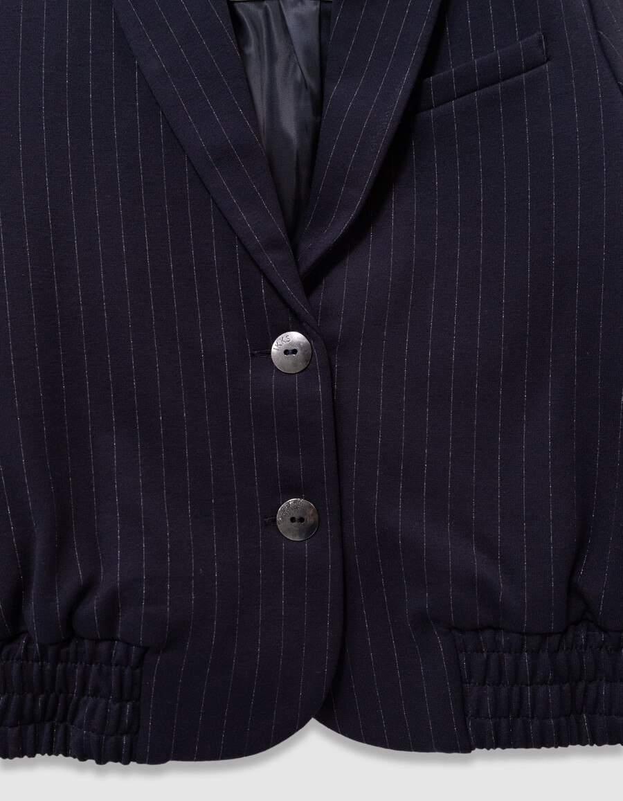 giacca da abito blu navy a righe per ragazze