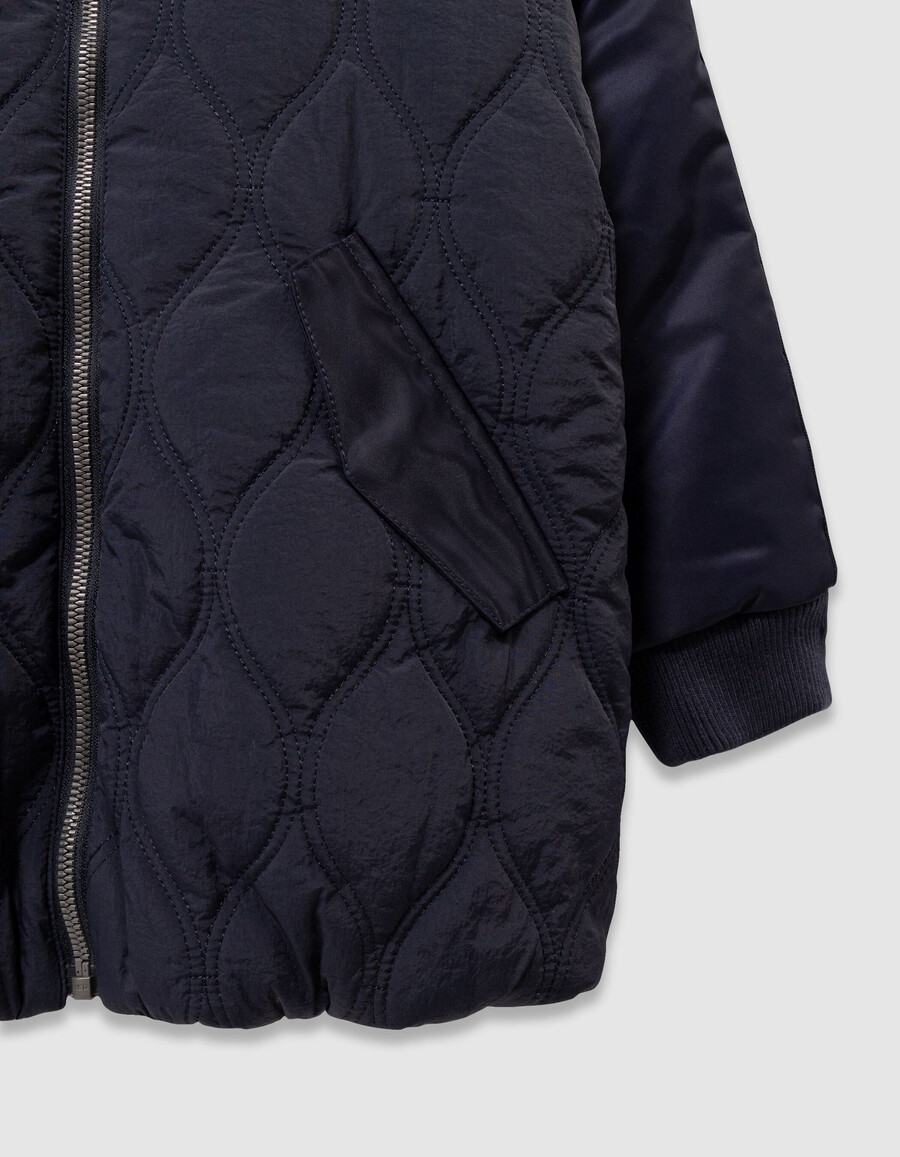 cappotto trapuntato blu navy da bambina con rivestimento staccabile