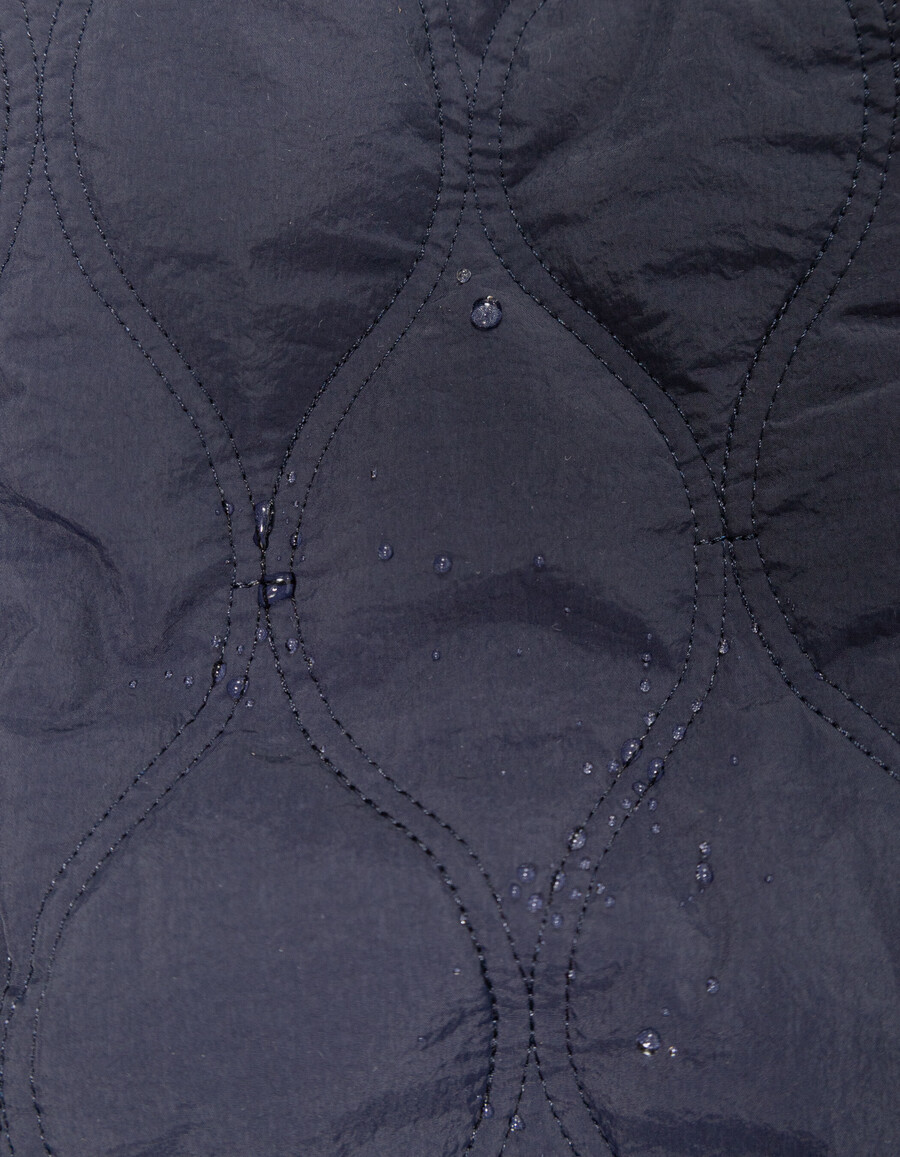 cappotto trapuntato blu navy da bambina con rivestimento staccabile