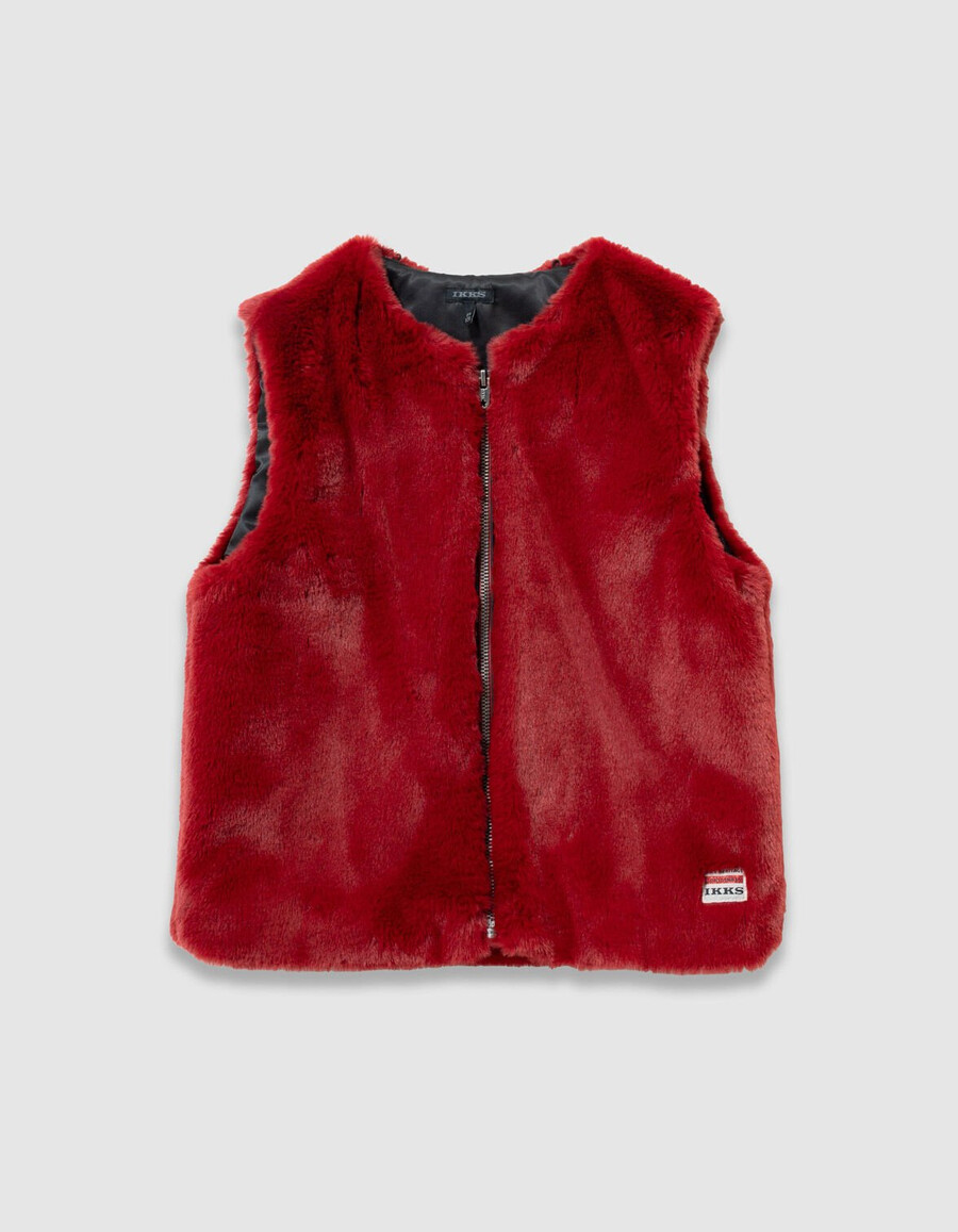 parka nero e gilet rosso 2 in 1 per ragazze