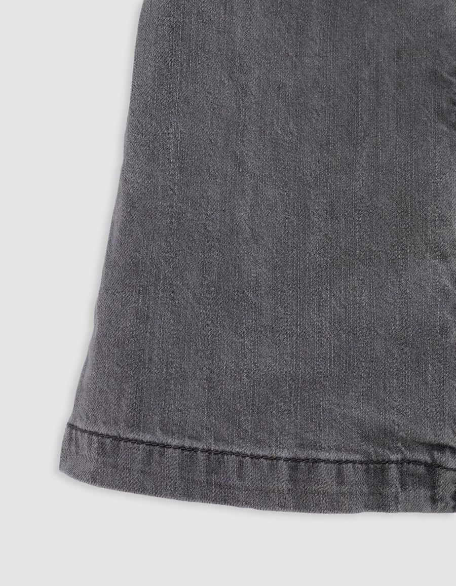 vestito in denim grigio con cintura stampata in cotone biologico per bambina