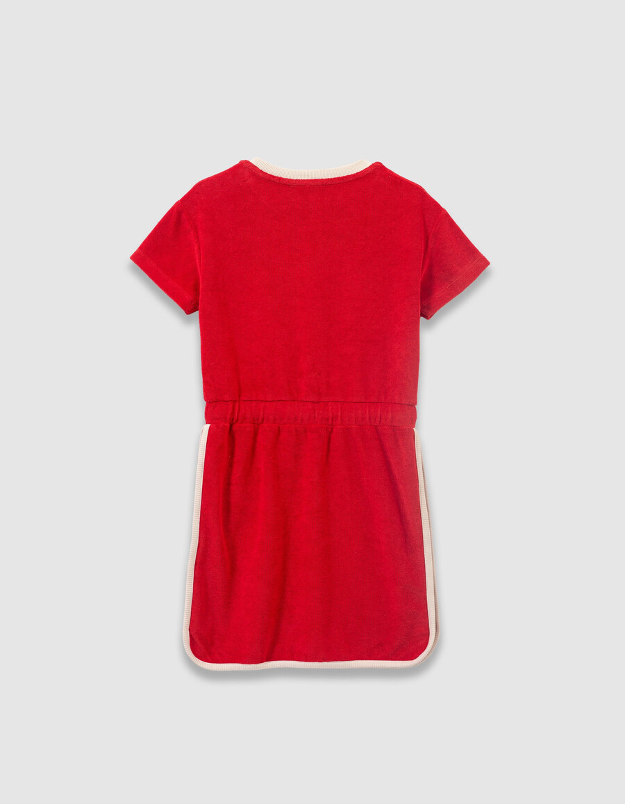 abito in spugna rossa per bambine con coulisse in vita