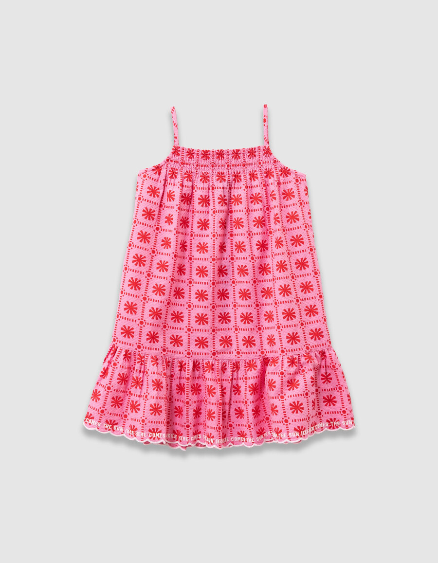 abito rosa con stampa grafica per bambine