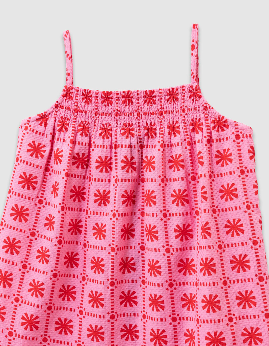 abito rosa con stampa grafica per bambine