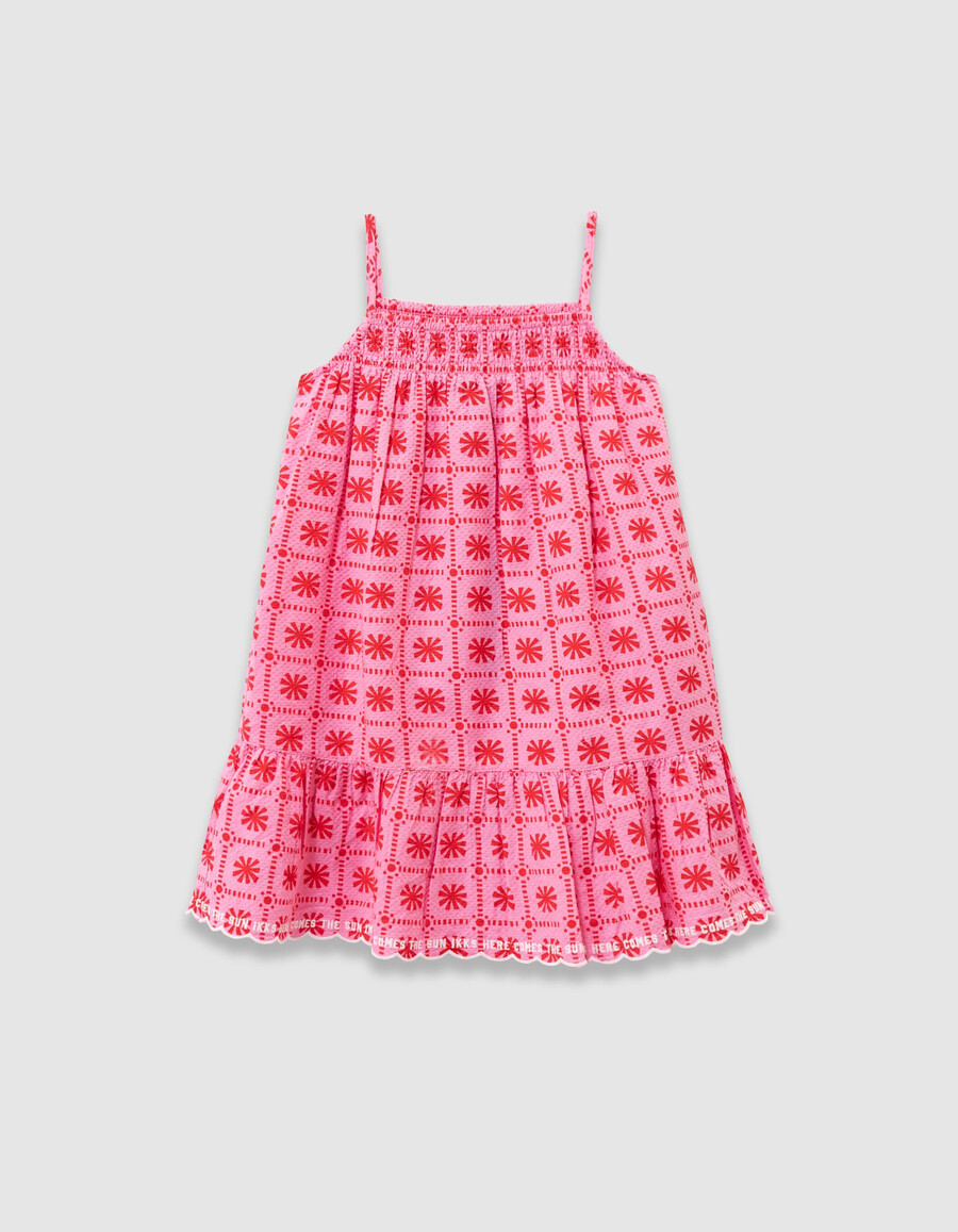 abito rosa con stampa grafica per bambine
