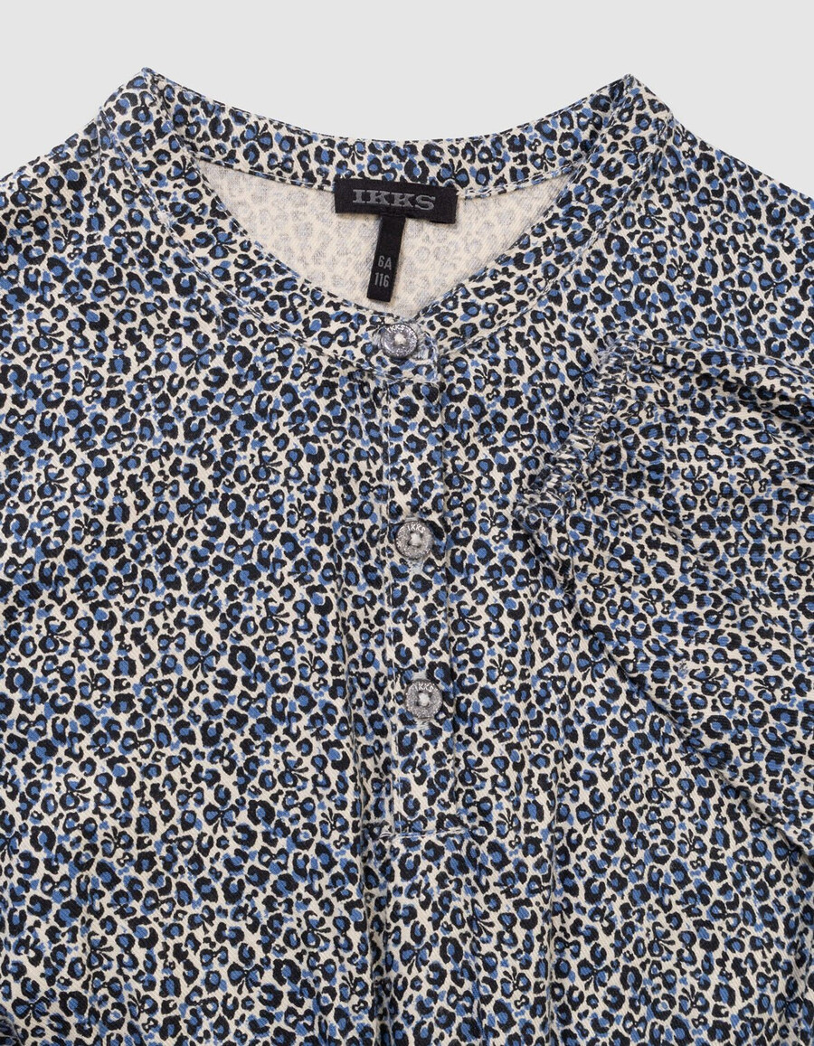 abito e gilet 2 in 1 con stampa leopardata e fiocco blu navy per bambine