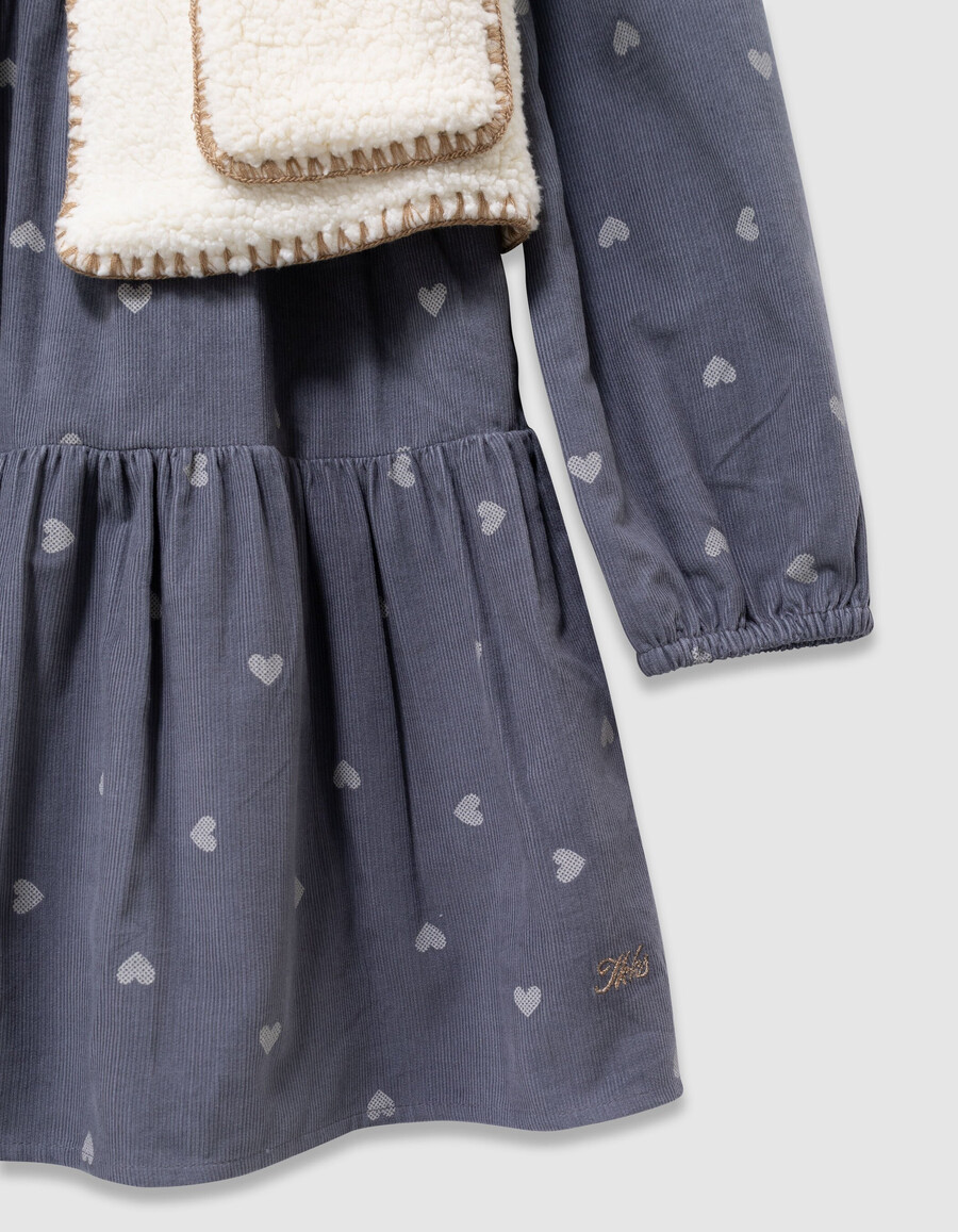 parka e gilet in velluto blu 2 in 1 per ragazze