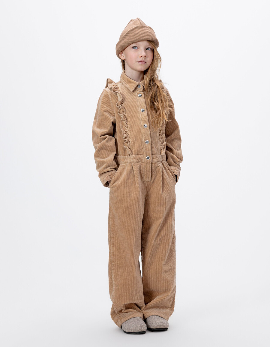 tuta in velluto a coste beige per bambine
