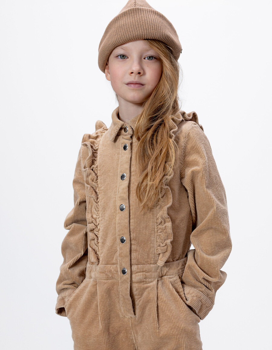 tuta in velluto a coste beige per bambine