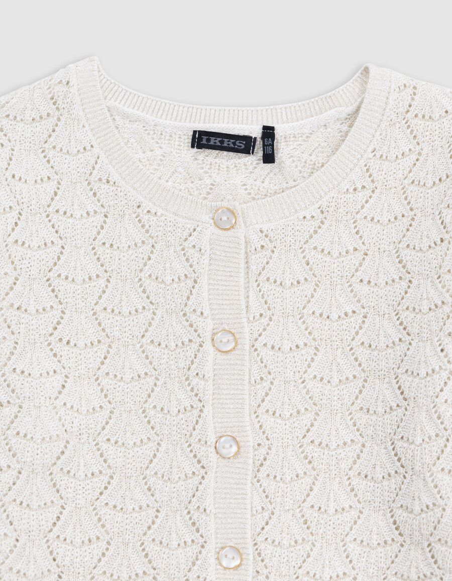 cardigan champagne traforato lurex per bambina