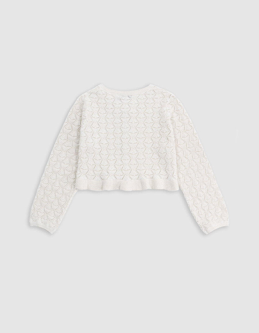cardigan champagne traforato lurex per bambina