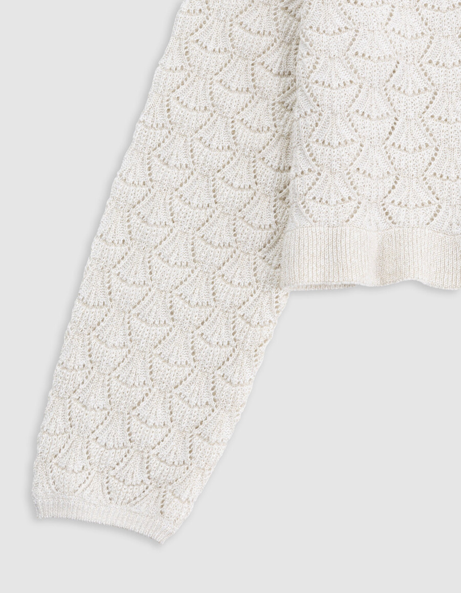 cardigan champagne traforato lurex per bambina