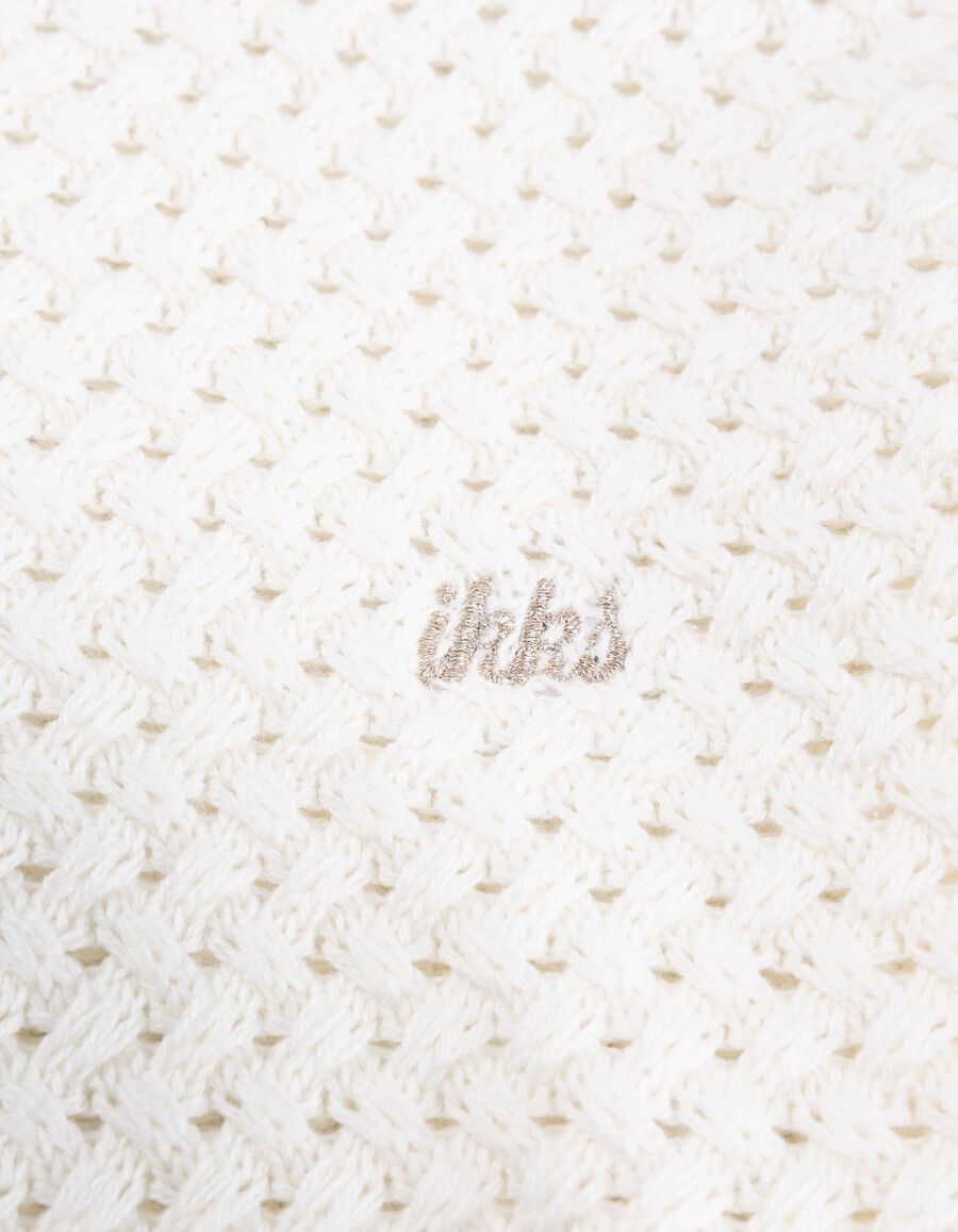maglione bianco in cotone biologico lavorato a maglia fancy relief girl