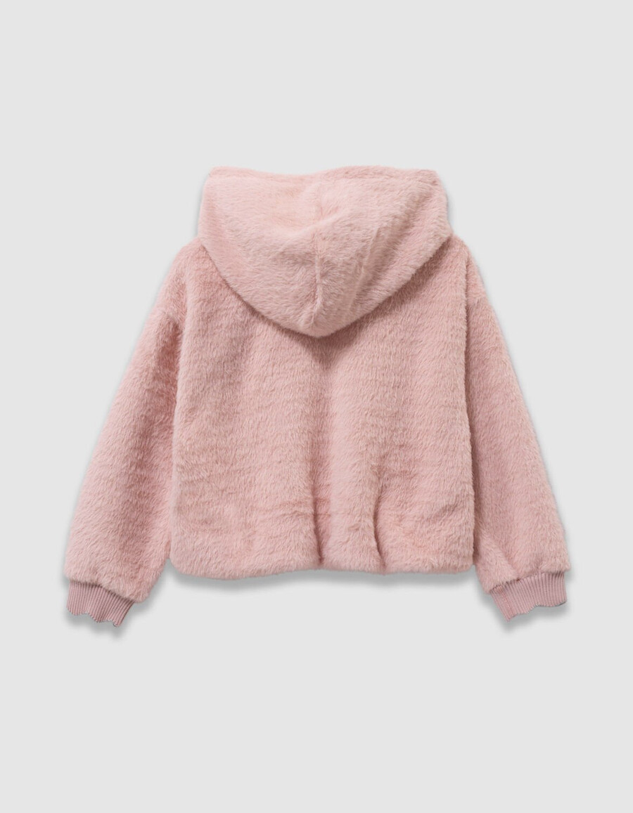 felpa con cappuccio rosa morbida per bambine con stemma a forma di cuore