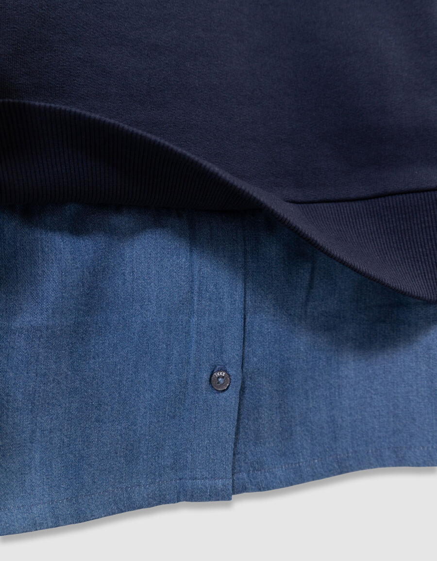 felpa blu navy trompe-loeil per bambine