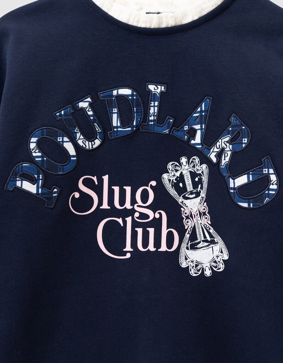 felpa blu navy da bambina slogan di harry potter collo a balza