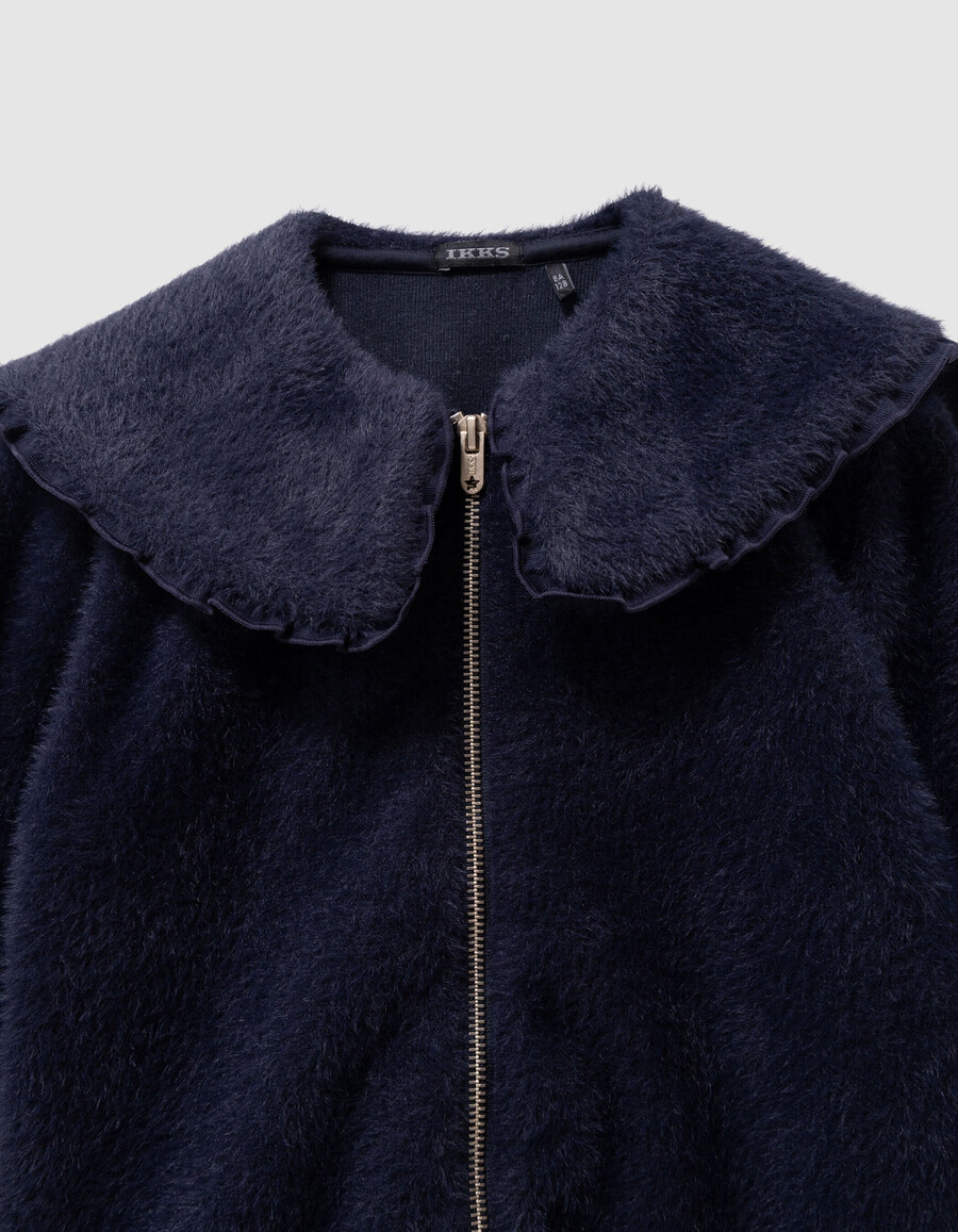 cardigan blu navy con cerniera e collo xl per bambine