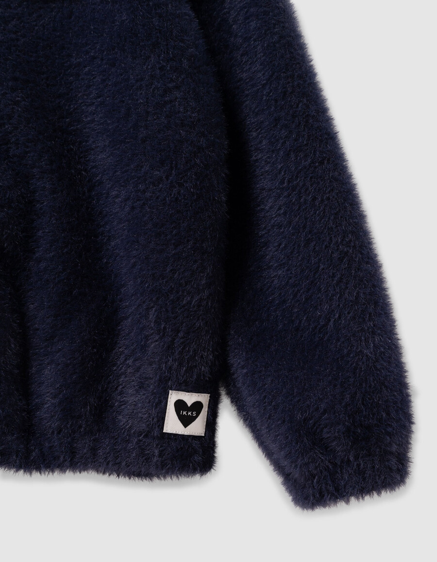 cardigan blu navy con cerniera e collo xl per bambine