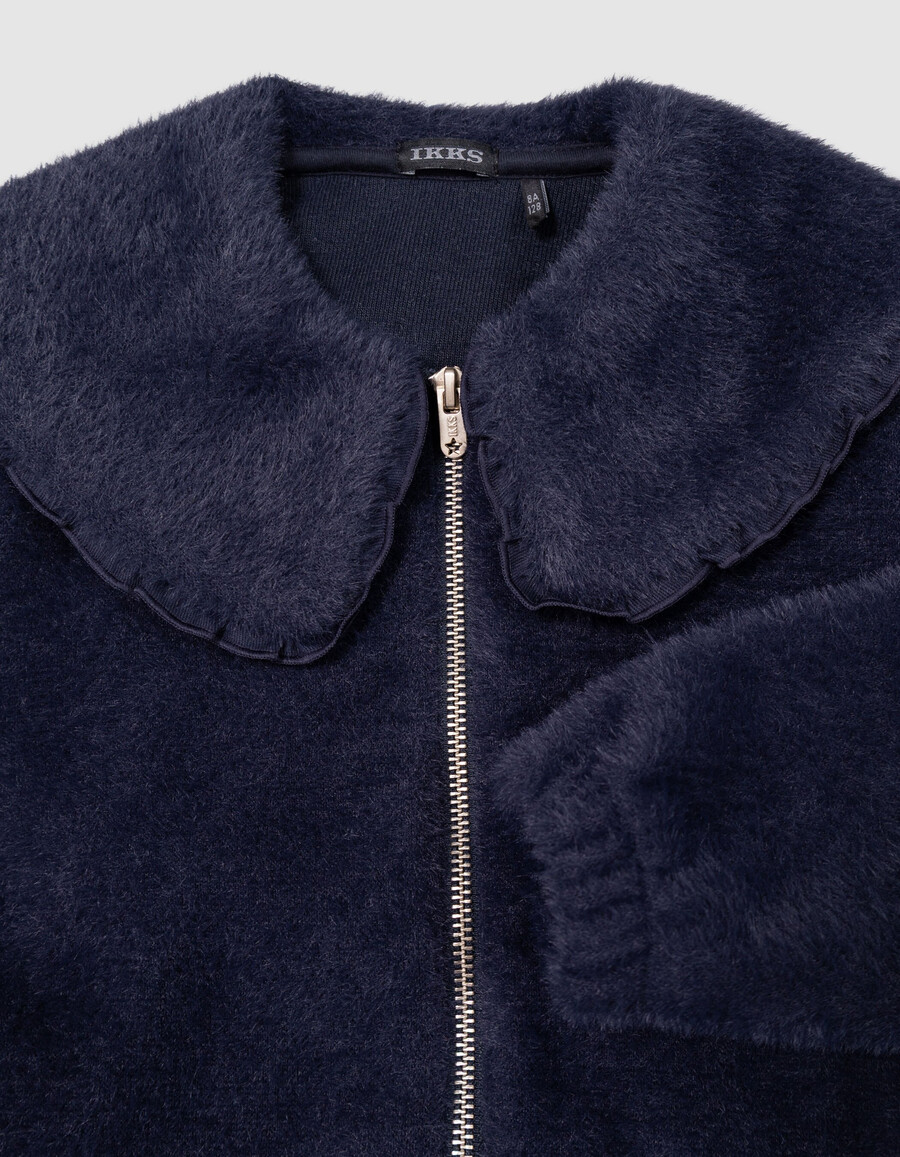 cardigan blu navy con cerniera e collo xl per bambine