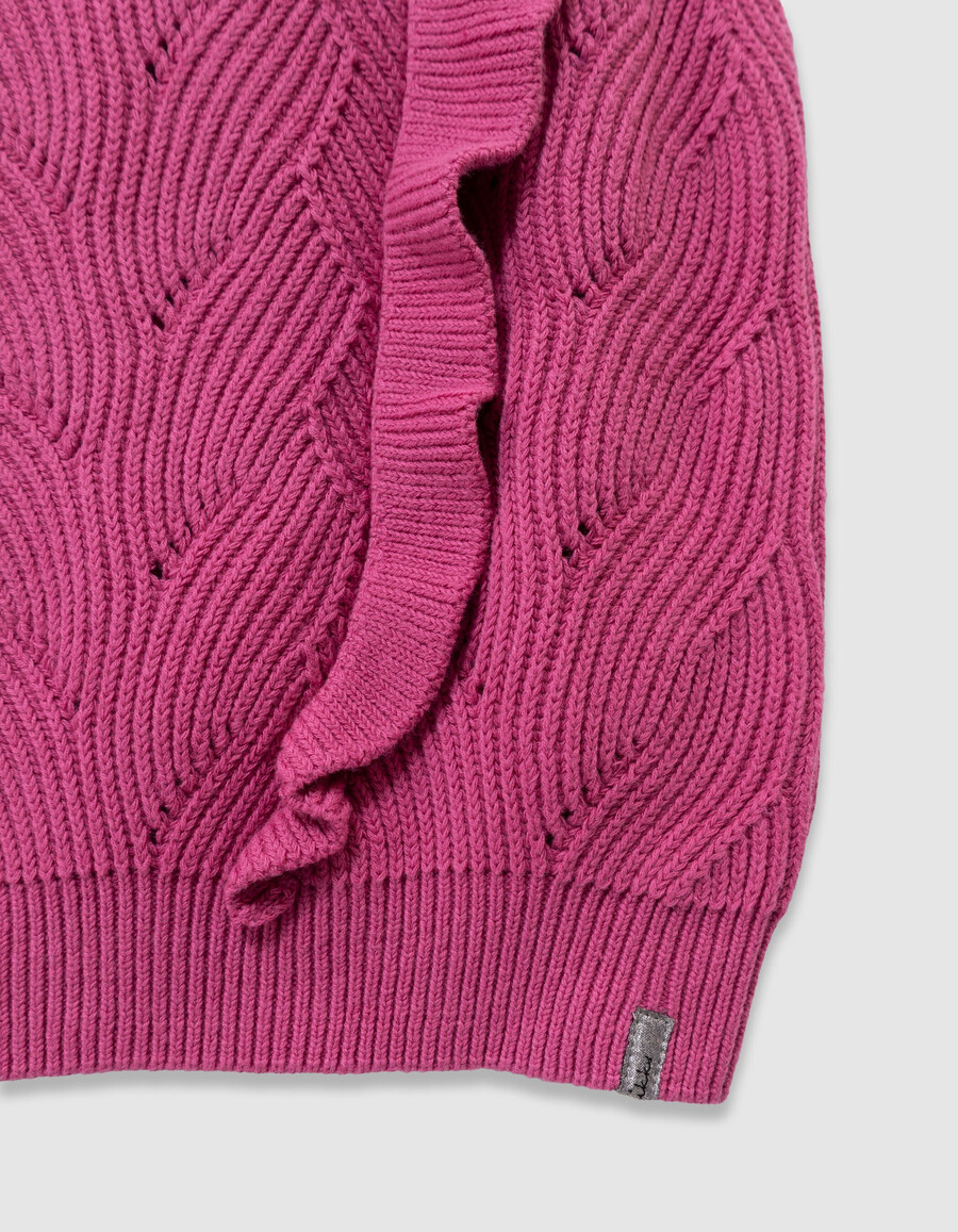 maglione senza maniche in maglia decorativa rosa per bambine volant