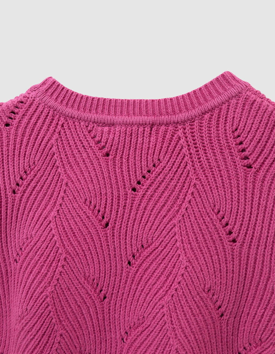maglione senza maniche in maglia decorativa rosa per bambine volant