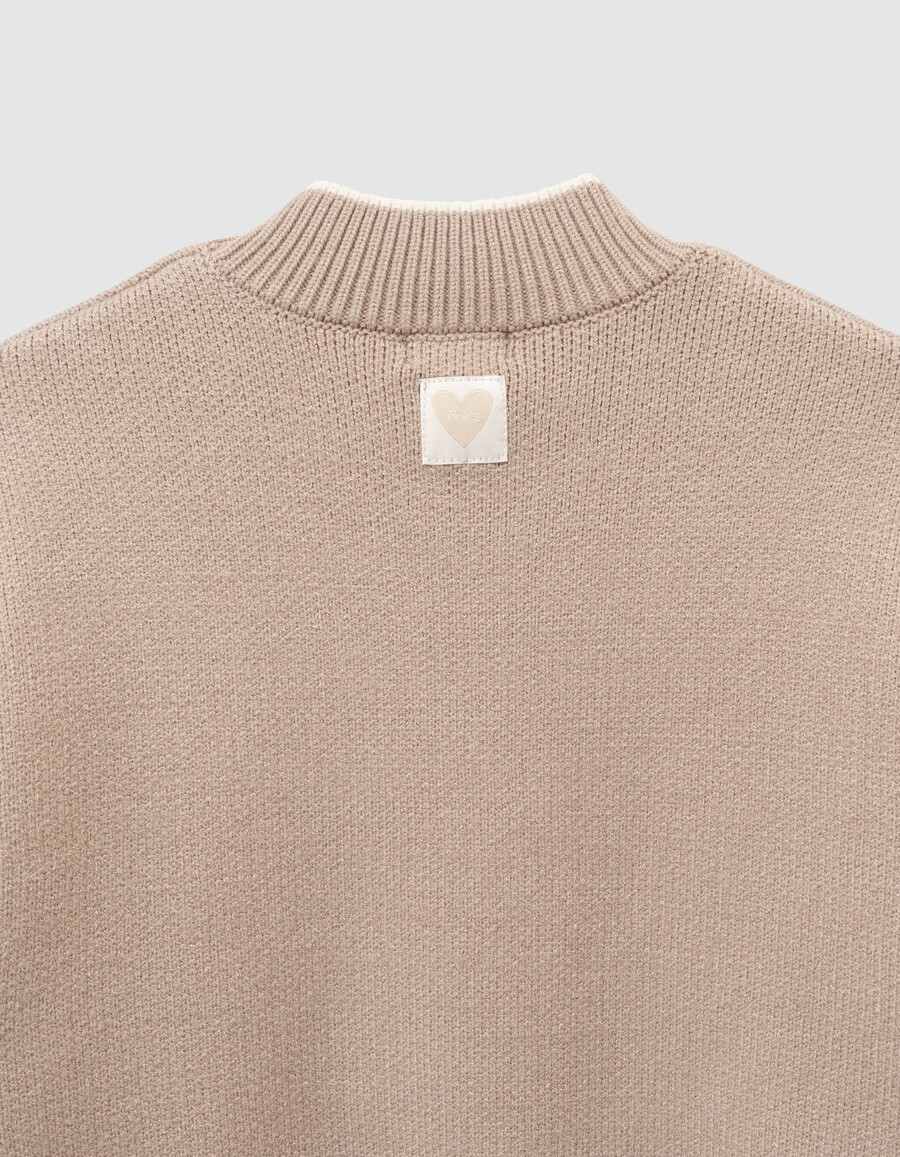 maglione beige in maglia per bambine con maniche staccabili