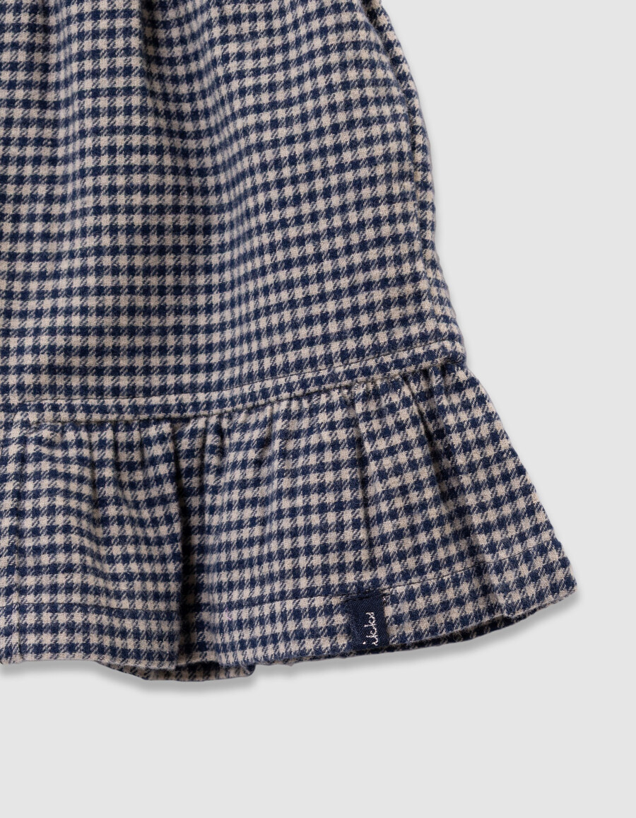 pantaloncini a quadretti blu navy con volant per bambine