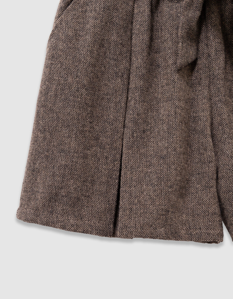 pantaloncini in flanella marrone mélange da bambina