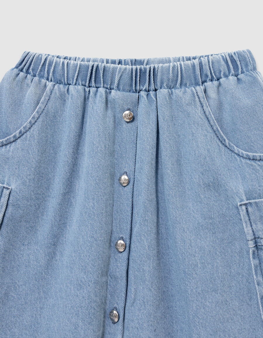 gonna cargo in denim blu per bambine con tasche