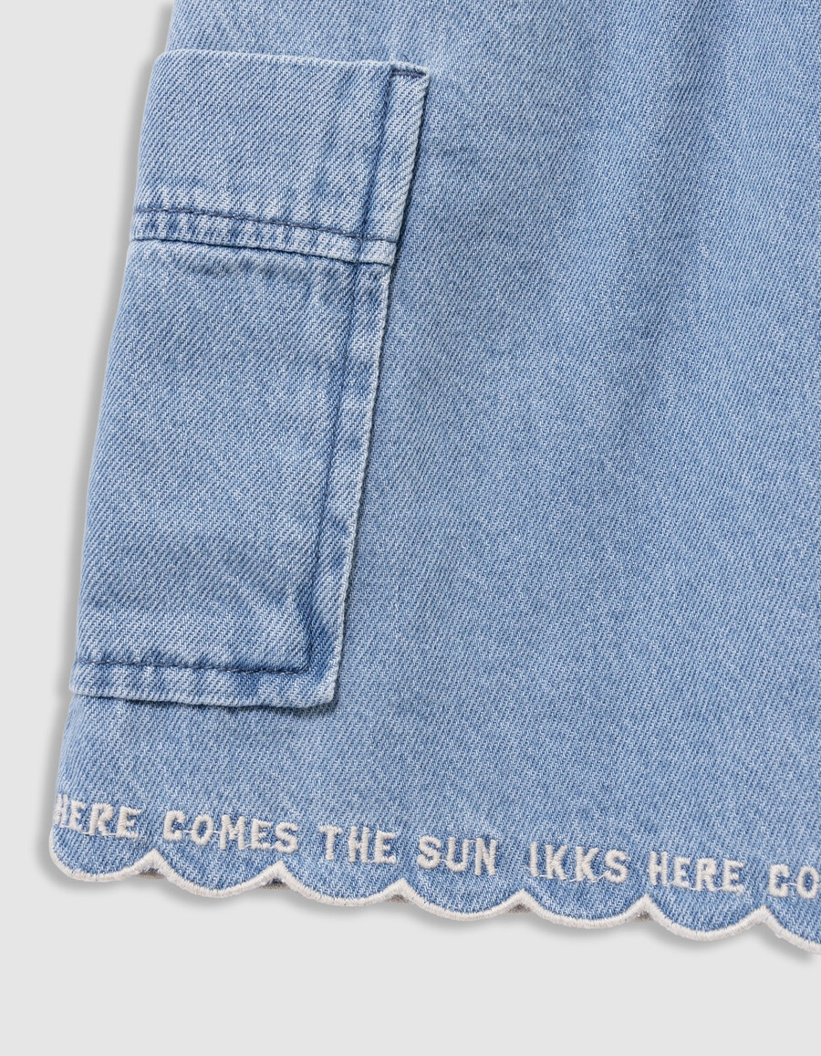 gonna cargo in denim blu per bambine con tasche