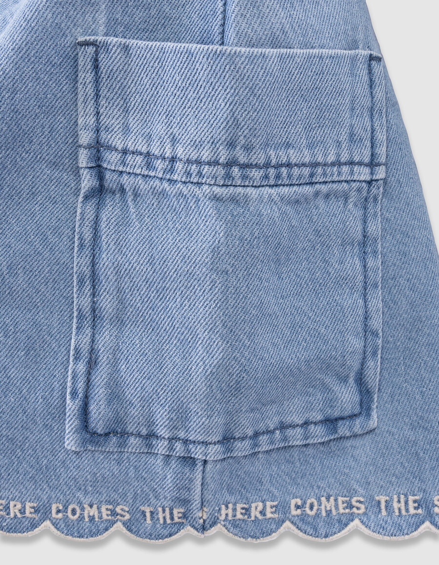 gonna cargo in denim blu per bambine con tasche