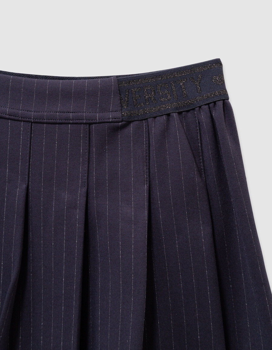 gonna corta plissettata blu navy a righe per bambine