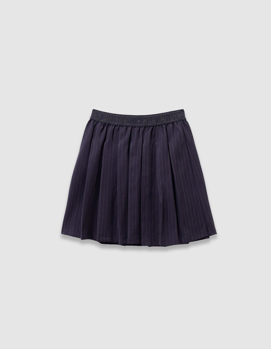 gonna corta plissettata blu navy a righe per bambine