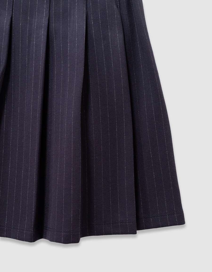gonna corta plissettata blu navy a righe per bambine