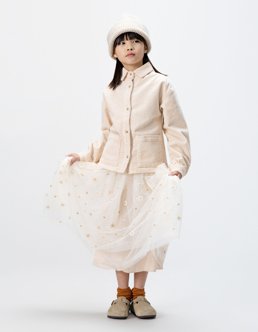 gonna midi in tulle bianco da bambina