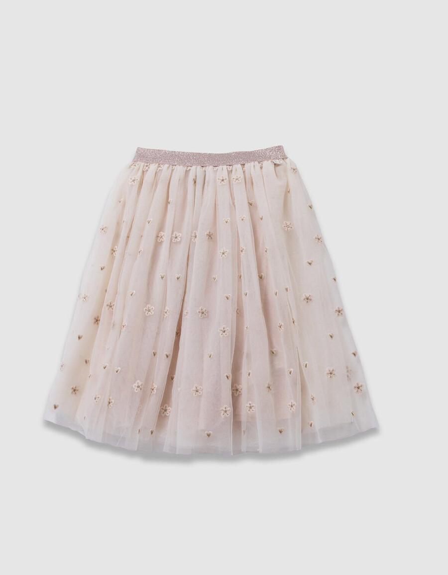 gonna midi in tulle bianco da bambina