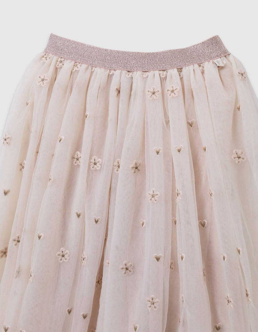 gonna midi in tulle bianco da bambina