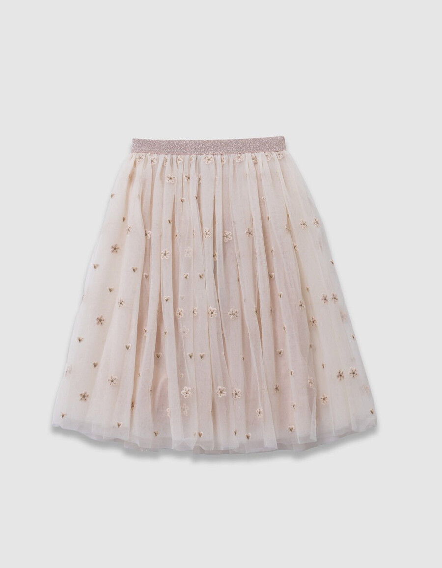 gonna midi in tulle bianco da bambina
