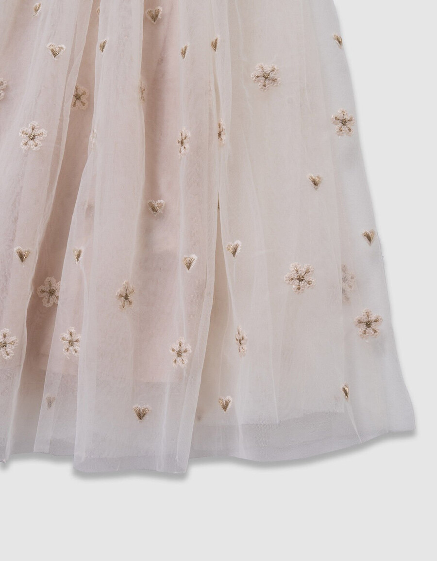 gonna midi in tulle bianco da bambina