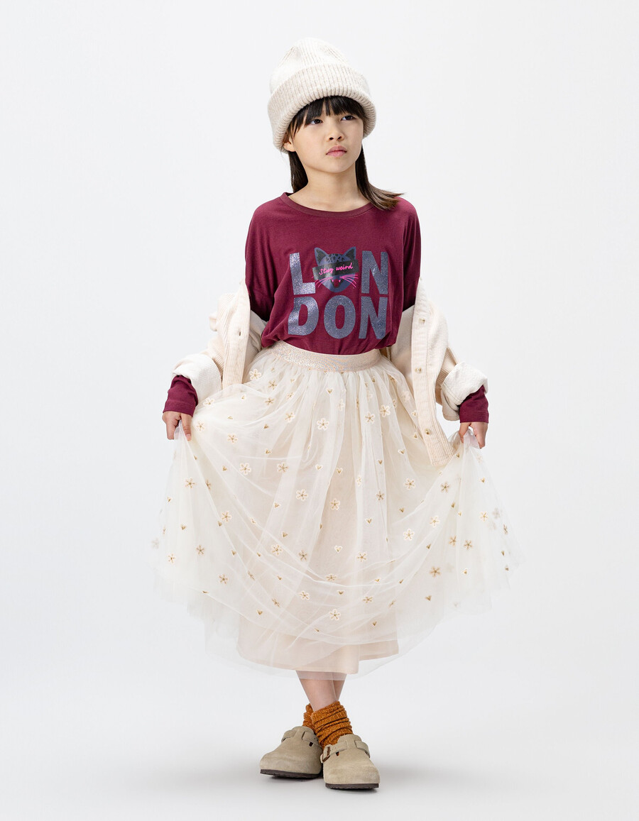 gonna midi in tulle bianco da bambina