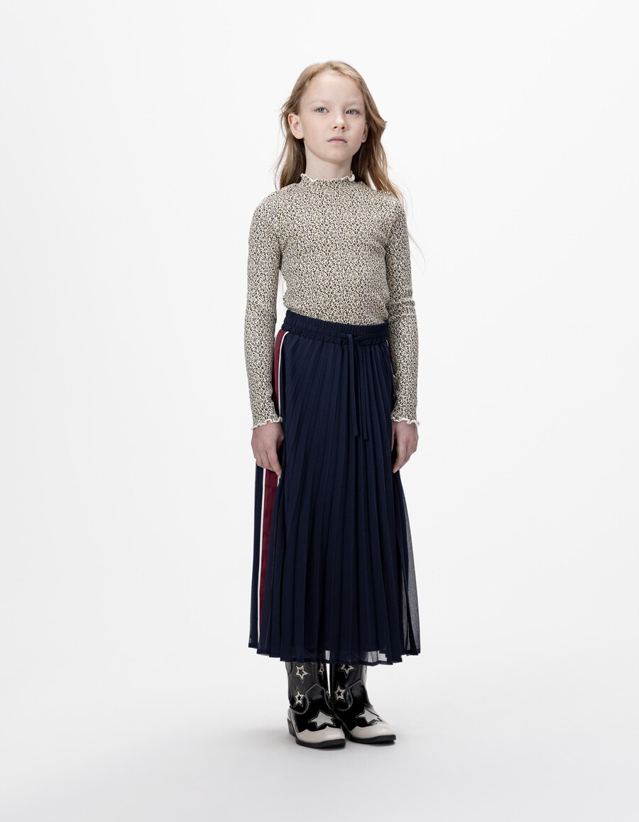 maglietta beige a collo alto con stampa leopardata e fiocco per bambine