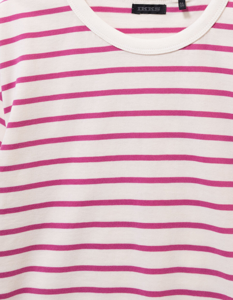 maglietta da marinaio in cotone biologico per bambine con strisce rosa