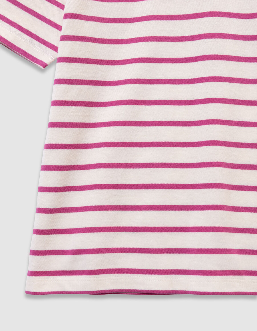 maglietta da marinaio in cotone biologico per bambine con strisce rosa