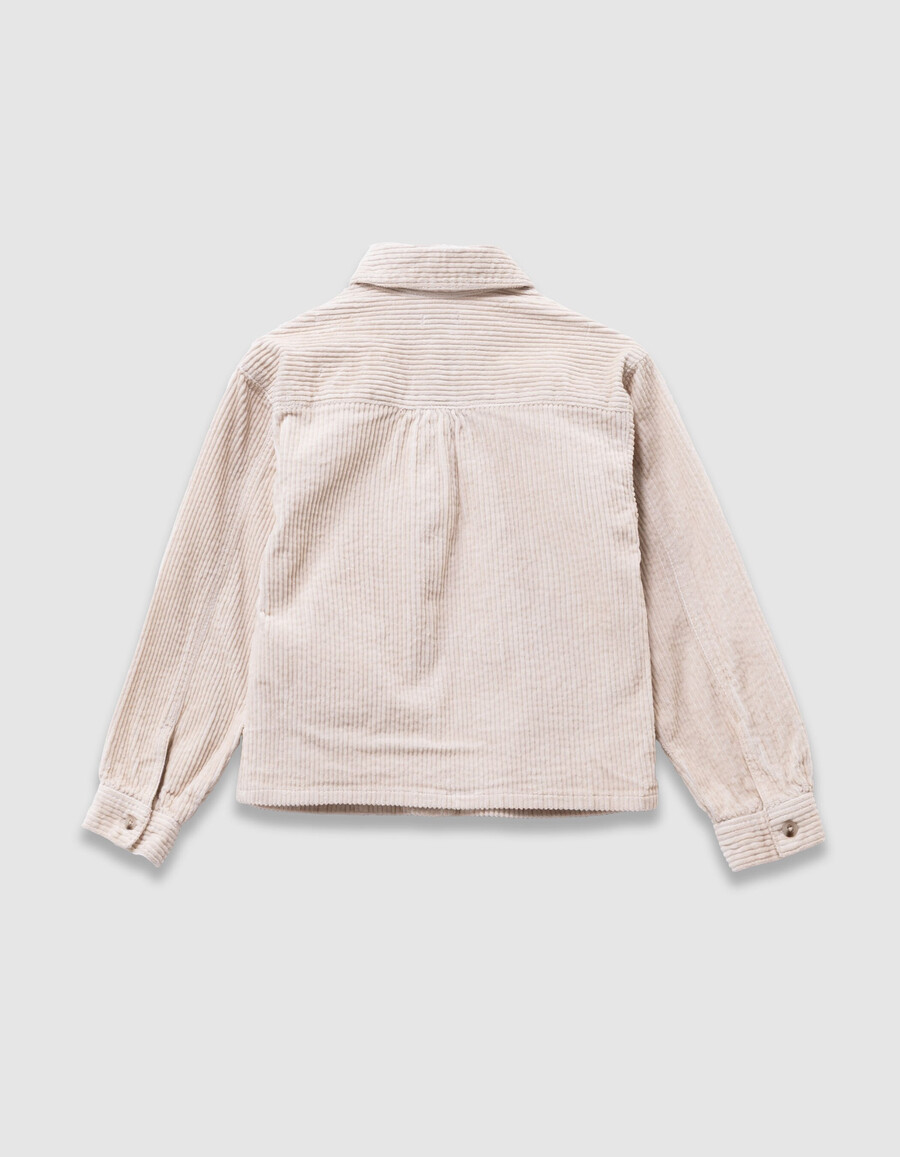 camicia in velluto a coste écru da bambina