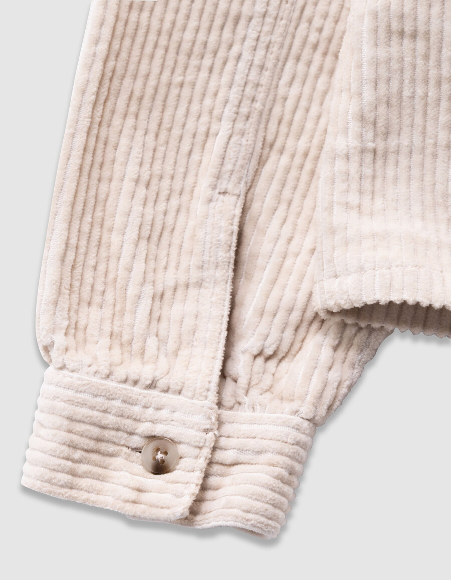 camicia in velluto a coste écru da bambina