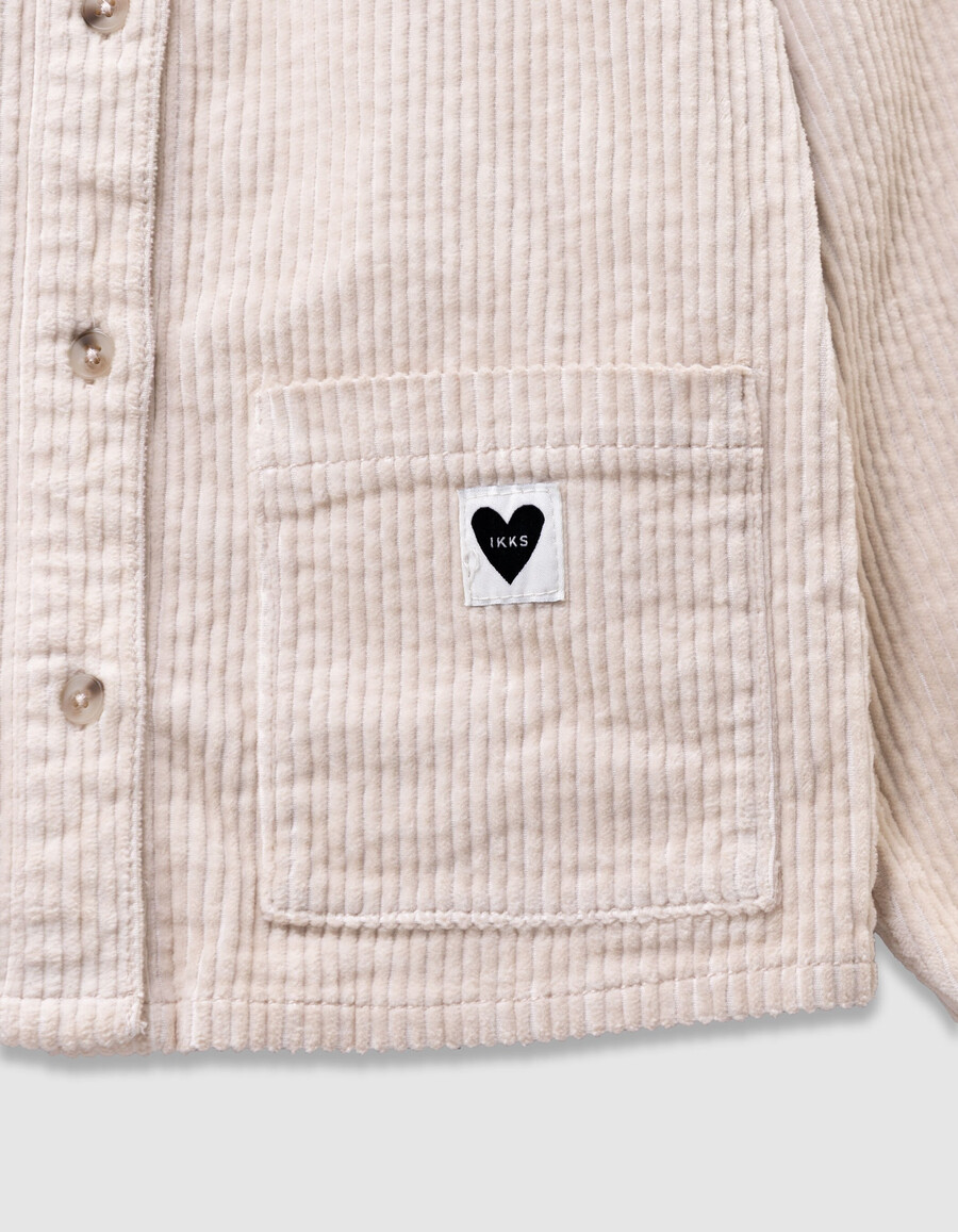 camicia in velluto a coste écru da bambina