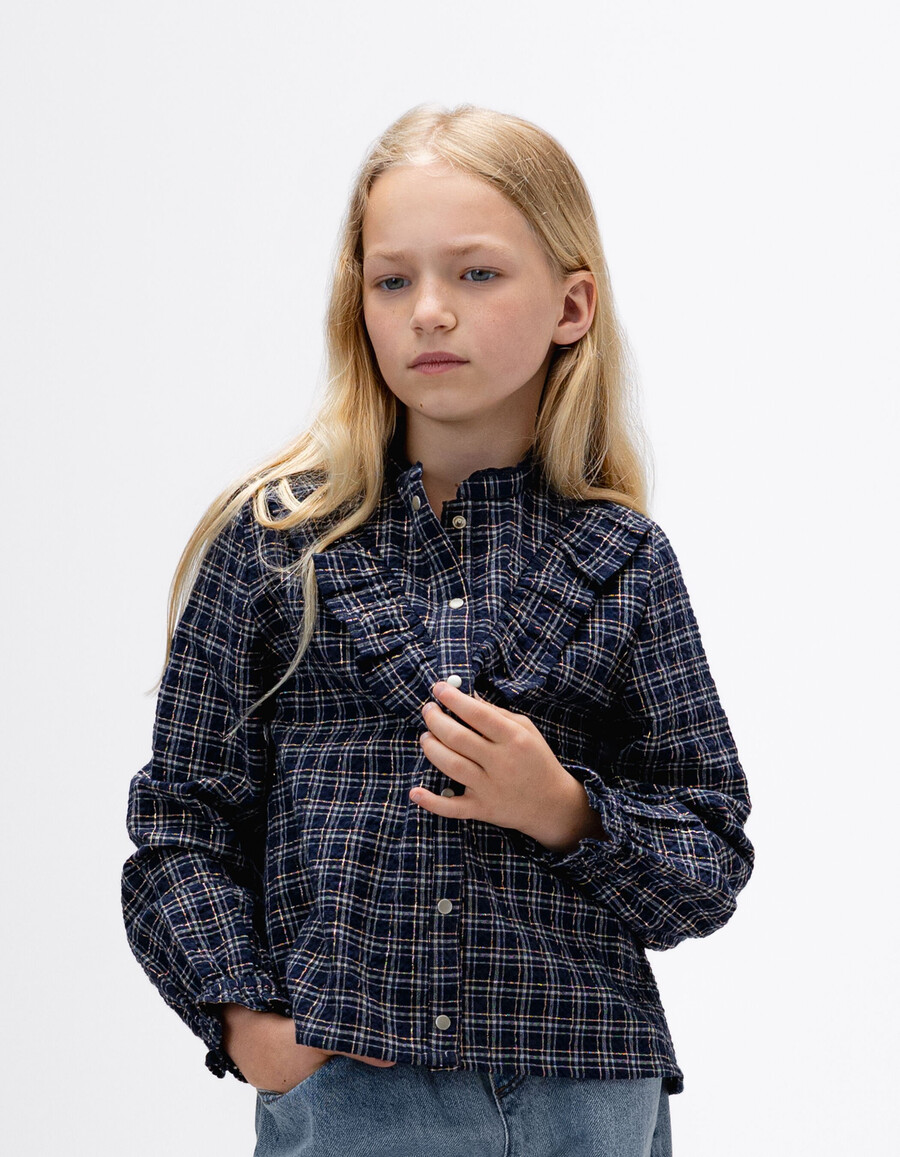 camicia a quadri blu navy per ragazze