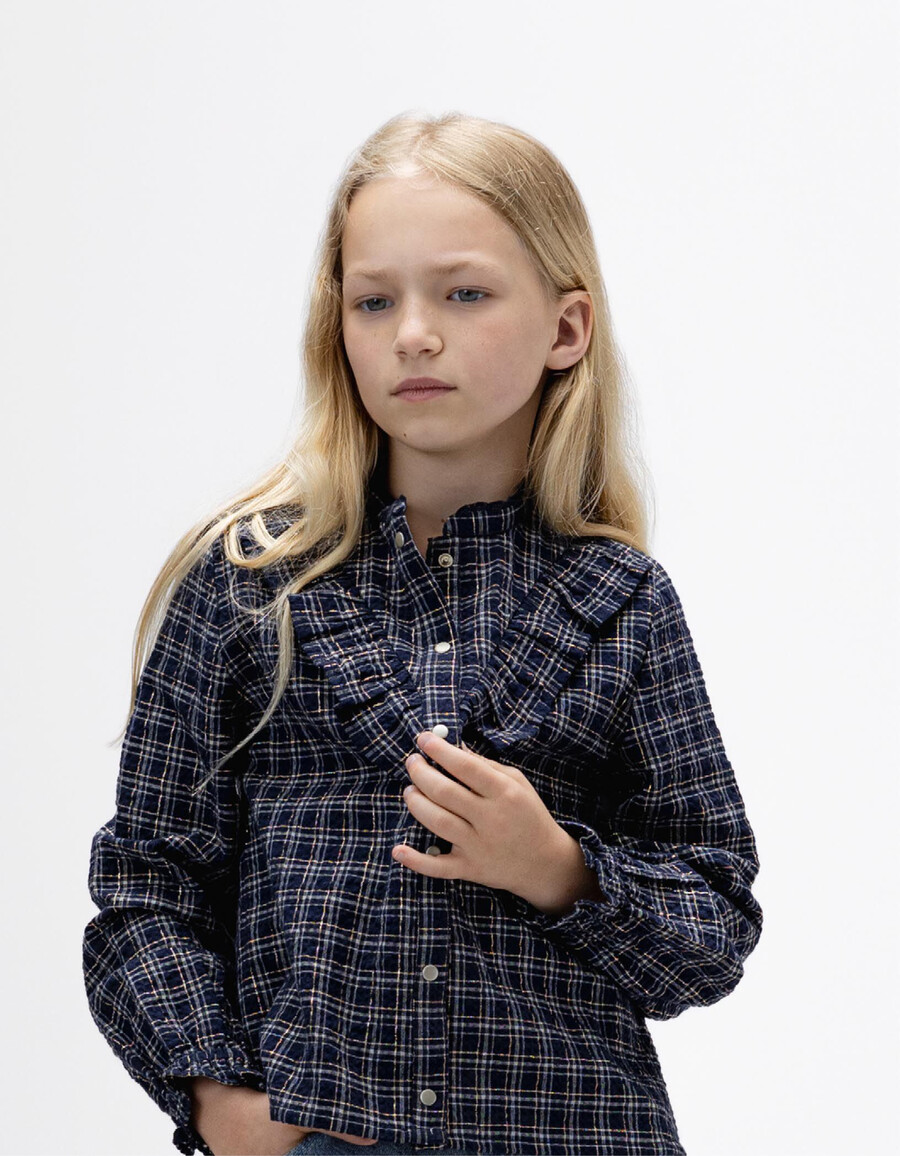 camicia a quadri blu navy per ragazze