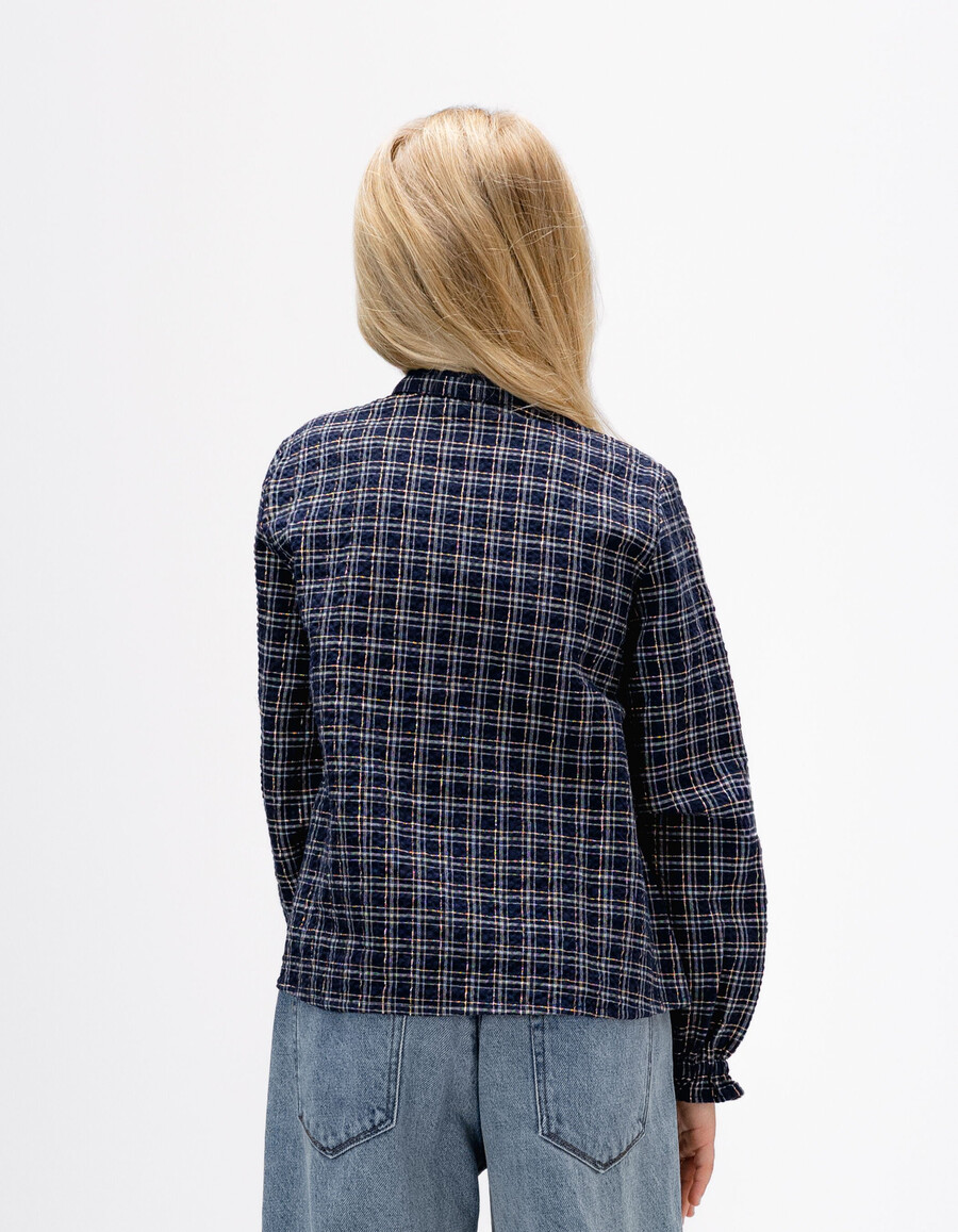 camicia a quadri blu navy per ragazze