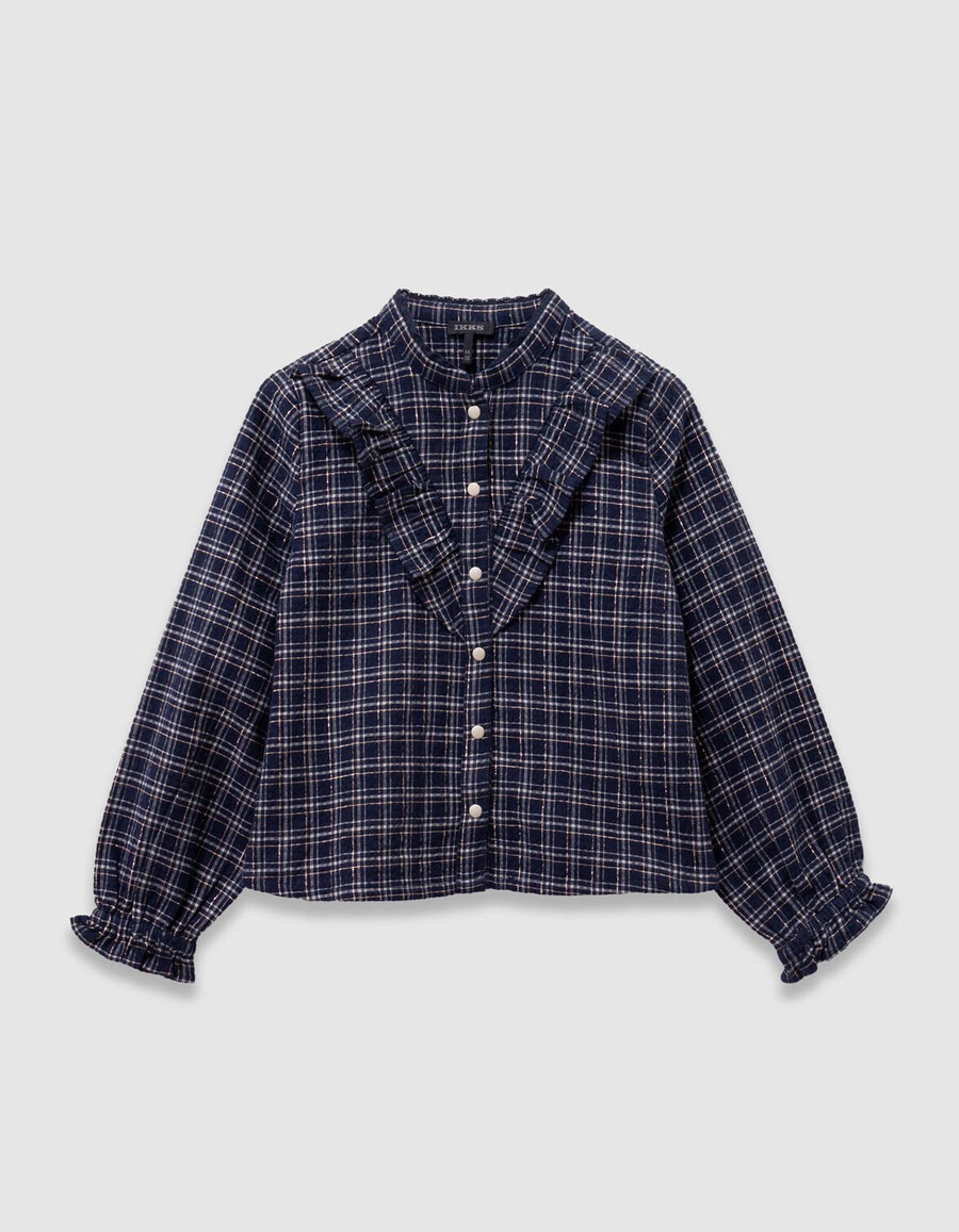 camicia a quadri blu navy per ragazze